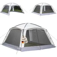 Skandika Pavillon Fortun Outdoor Shelter mit Moskitonetz 350 x 350 cm, wasserdicht, (2 herausnehmbare Sichtschutzwände, Lampenhaken, Tragetasche), 3000 mm Wassersäule, 210 cm Stehhöhe, einfacher Aufbau, Gartenzelt
