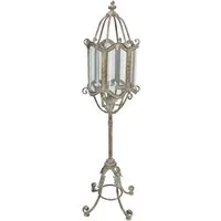 Dekoleidenschaft Kerzenlaterne Metall Standlaterne "Shabby Grey" 112 cm hoch, Gartenlaterne, Laterne, Kerzenhalter für 3 Kerzen