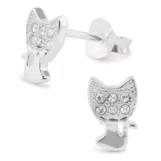 Katzen Ohrringe aus 925 Silber