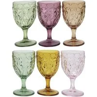 Chic Antique Gläser-Set Chic Antique - 6er Set Weingläser Weinglas 250ml Bunt mit Muster, Glas