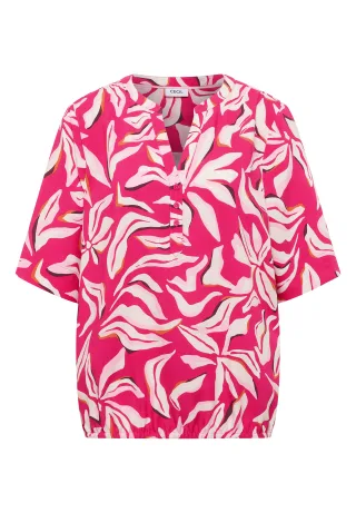 CECIL - Kurzarm Bluse mit floralem Muster beetroot pink - Gr. - XL