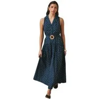 Next Maxikleid Ärmelloses Hemdblusen-Midikleid mit Gürtel (1-tlg)