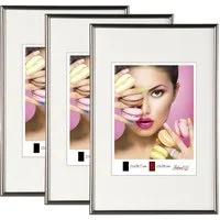 IDEAL TREND Bilderrahmen 2er 3er 5er Pack Photo Style Set Bilderrahmen Wanddeko Collage Poster, für 3 Bilder (3 St), Hochwertiger Kunststoffrahmen halbrunde Leiste Echtglas MDF-Rückwand