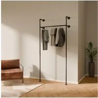 pamo. design Kleiderständer KIM Kleiderstange Wandmontage, offener Kleiderschrank, Kleiderständer, (Set, 1), Schwarzer Garderobenständer im Industrial Design für Kleidung