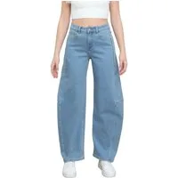 Ital-Design Slouchy Jeans Damen Wide-Leg Jeans mit Five-Pocket-Design (91767295) Used-Look Stretch High Waist Jeans in Blau