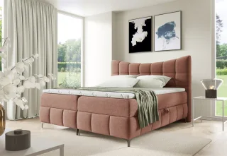 Boxspringbett Schlafzimmerbett CHARLES 180x200cm Stoff Freya Altrosa
