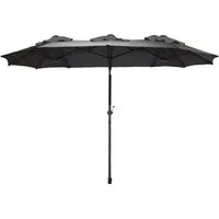 Spetebo Sonnenschirm Doppel Sonnenschirm 300 x 150 cm - anthrazit, LxB: 300.00x150.00 cm, Packung, mit Handkurbel, Drei Kuppel Sonnenschutz Gartenschirm