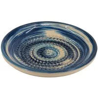 Kaladia Multireibe Reibeteller in Blau/Weiß mit Streifen - zum Zerkleinern von Zutaten, Keramik, handbemalte Küchenreibe aus Keramik - Made in Spain