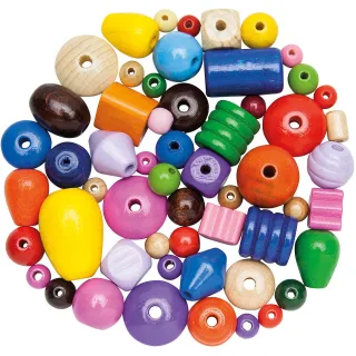 Holzperlenmix, bunt, bis 2,5 cm, 500 g