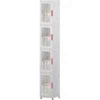 TUWENA Badkommode 3/4 Etage Badezimmerschrank, Schmal Badschrank Hochschrank mit Rädern, Schrank Toilettenpapier, Platzspare Kunststoffschrank, Beistellschrank