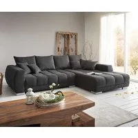 DELIFE Ecksofa Josea, Mikrofaser Schwarz 300x220 cm Recamiere rechts Ecksofa