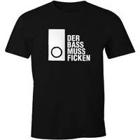 MoonWorks Print-Shirt Herren T-Shirt Techno Spruch Der Bass muss Ficken Party Festival Rave mit Print