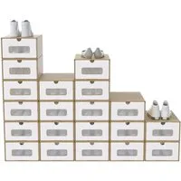 FIVMEN Schuhbox Stapelbar Schuhboxen mit Deckel & Transparent Sichtfenster Praktische (20 St), Stauraum Organizer für Schuhe
