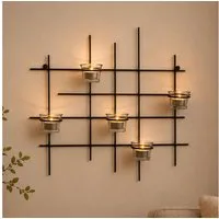 DanDiBo Teelichthalter Wand Metall Leuchter 5XXL Wandkerzenhalter 50 cm, Wandteelichthalter Kerzenhalter Wanddeko