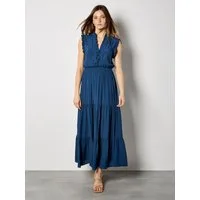 Apricot Maxikleid Maxikleid mit V-Ausschnitt mit Rüschen
