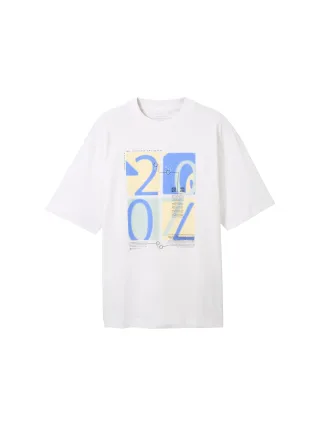 Denim Tom Tailor - T-Shirt mit Bio-Baumwolle white - Gr. - S