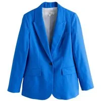 Next Jackenblazer Einreihiger Blazer mit Leinenanteil, Kurzgröße (1-tlg)