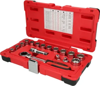 KS Tools 3/8"+1/2" TRIPLEplus Durchgangs-Steckschlüssel-Satz, 17-tlg - 916.4050