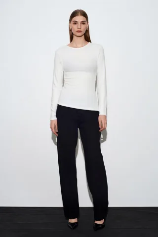 Slim Fit Langarm-Jerseybluse
