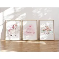 MeinBaby123® Poster Einhorn Bilder Kinderzimmer, Poster Kinderzimmer Deko, Babyzimmer Deko, Wandbilder,  Einhorn,  Prinzessin