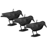 relaxdays Gartenfigur Vogelschreck Krähe im 3er Set