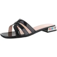 Ital-Design Damen Mules Freizeit Pantolette (86527249) Blockabsatz Pantoletten in Schwarz