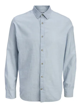 JACK&JONES - JJESUMMER LINEN BLEND SHIRT L/S SN celestial blue - Gr. - M