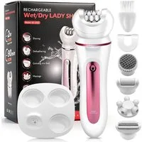 CkeyiN Pro Elektrokörperrasierer Intimrasierer für Frauen,Damenrasierer,Elektrischer Rasierer Damen, Kann unter fließendem Wasser abgewaschen werden, Aufsätze: 1, 5 Klingen,LED-Licht,IPX6 Wasserdicht,100 Min Laufzeit, für Gesicht/Beine/Körper/Bikiniz