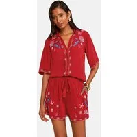 Love & Roses Strandshirt Love & Roses Besticktes Strandhemd, Regular (1-tlg)