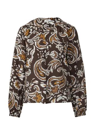 s.Oliver Red Label - Strukturierte Viskosemix-Bluse mit All-over-Print braun - Gr. - 36