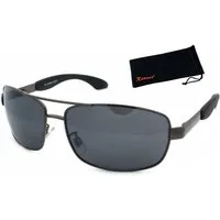 Rennec Sonnenbrille Herren Schwarz Schmale Pilotenbrille Eckige Gläser Linsen Schwarz Getönt, Brille mit Federscharniere