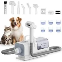 CkeyiN Hundeschermaschine 8-in-1 profi Hundehaarpflegeset mit 11kpa-Staubsauger Entwirrungskamm, mit Tierhaartrocknungsfunktion, Abnehmbare Hundehaarschneidemaschine 6 Grenzkämmen