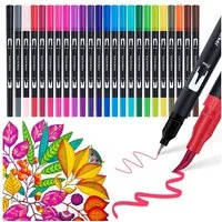 FOUORTUNATE-BEE Filzstift Doppelbürsten-Stiftset mit Wasserfarbe – 24/36/72 Farben, (24-tlg), Feinliner- & Brushpen-Set für Malbücher, Handlettering und Manga