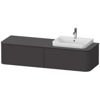 Duravit Happy D.2 Plus Konsolenwaschtischunterbau wandhängend Graphit Supermatt 1600x550x354 mm - HP HP4944R8080