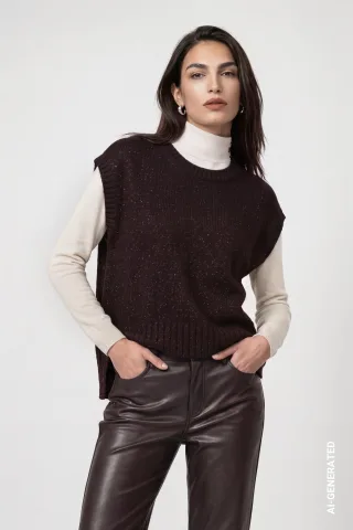 monari - Strickpullunder mit Lurex black coffee - Gr. - 36