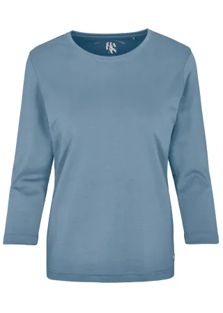 CLARINA - NOS Rdh.-Shirt, 3/4 Arm, uni 646 gletschereis - Gr. - 40