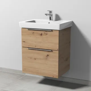 Sanipa 3way Waschtischunterbau zu Villeroy & Boch Subway 2.0 Waschtisch mit 2 Auszügen, Eiche Natura UM61185