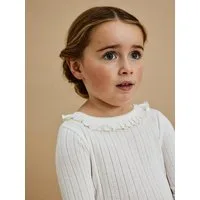 Lil' Atelier Langarmshirt NMFRACHEL NIS LS SLIM TOP LIL NOOS Baumwollmischung, Rüschen