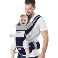 Athlix Bauchtrage Babytrage mit abnehmbarem Hüftsitz atmungsaktiv Komfort, 3-36 Monate, 3-20 kg, Atmungsaktive reine Baumwolle, Komforttrage