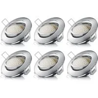 Brandson LED Einbaustrahler dimmbar & schwenkbar, Deckenspots, Aluminium Rahmen, Silber, Dimmfunktion, Schwenkmechanismus, LED fest integriert, warmweiß, Einbauleuchte / Spots ultra flach, Abstrahlwinkel 120 Grad, 6er Set