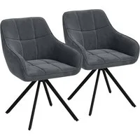 skølm Esszimmerstuhl Sköll Drehstuhl mit Samt-Bezug (2er Set, dunkelgrau, bis 150 kg), Küchenstuhl, höhenverstellbar & drehbar, verfügbar als 4er/6er Set