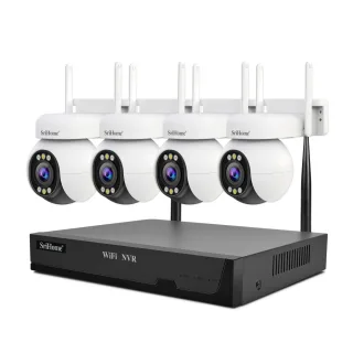 SriHome NVS001 8CH Wireless Camera NVR Kit 4MP 5X Optical Zoom PTZ AI Human Tracking Color Night Vision Two Way Audio IP