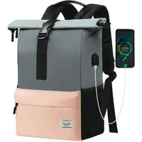 TAN.TOMI Cityrucksack Arbeitsrucksack Groß Unisex Tagesrucksäcke Rolltop Rucksack (Freizeitrucksack viele Fächer mit 15,6" Laptopfach/USB-Anschluss), Reiserucksack Lässiger Backpack Schule Freizeit Uni Arbeit Wandern