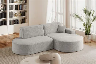 Ecksofa Schlafsofa Sofa VENEDIG Stoff Arena Hellgrau Ottomane Rechts