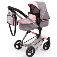 Bayer Kombi-Puppenwagen Vario, grau, mit Wickeltasche