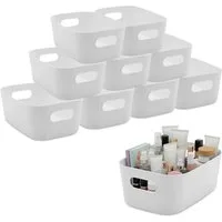 Spetebo Aufbewahrungsbox Kunststoff Organizer Box weiß mit Griffen 24 x 17 cm (Set, 1 St., 1), mit praktischen integrierten Tragegriffen