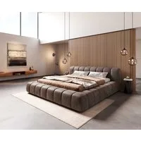 DELIFE Polsterbett Cutio, Mikrofaser Taupe Vintage 180x200 cm