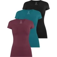 Janice Kurzarmshirt 3 x Figurbetontes T-Shirt mit V-Ausschnitt Siena Damen Basic kurzarm Shirt