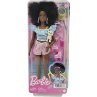 Barbie Stehpuppe Mattel HPL77 Barbie Puppe mit Afro Style Rollschuhe Pink trendiges Out