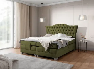 Boxspringbett Elektrisch Bett FAUSTO 140x200cm in Stoff Wind Grün